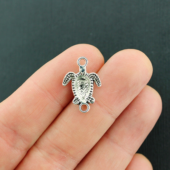 8 Turtle Connector Antique Silver Tone Charms - SC1701