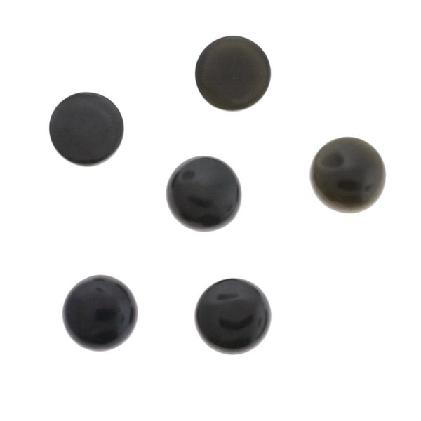 Natural Obsidian Gemstone Cabochon Seals 8mm - 4 Pieces - CBD008