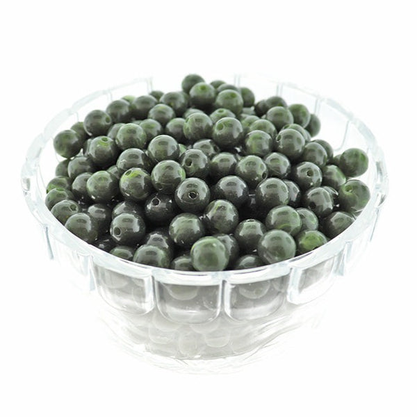 Round Acrylic Beads 10mm - Forest Green - 50 Beads - BD2209