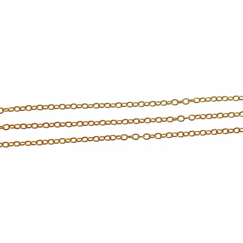 Bulk Gold Tone Cable Chain 16ft - 1.5mm - FD081