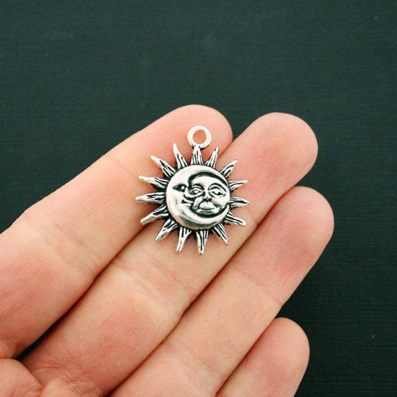 4 Sun and Moon Antique Silver Tone Charms - SC6530