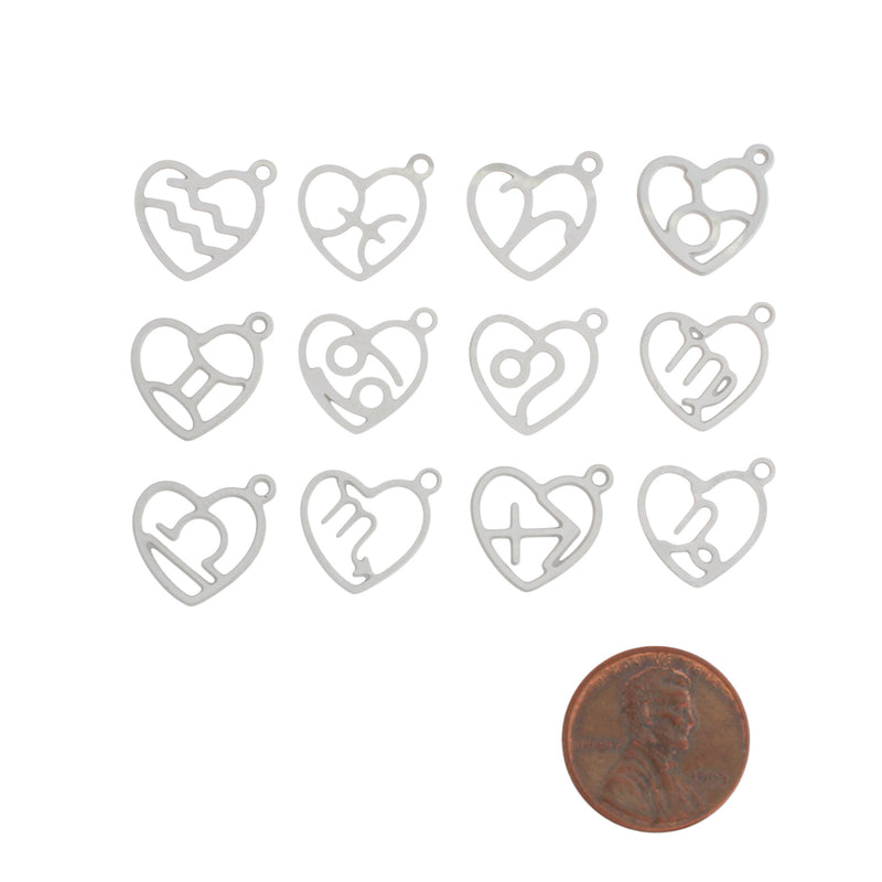 Zodiac Heart Collection Acier Inoxydable 12 Breloques Différentes - COL170