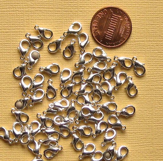 Fermoirs mousqueton argentés 12 mm x 6 mm - 250 fermoirs - FF208