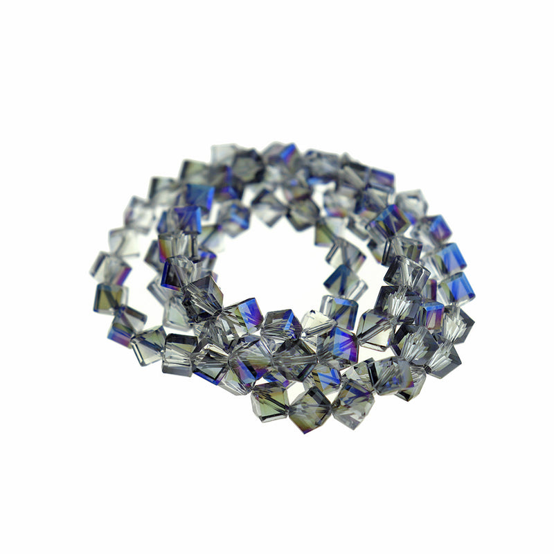 Rhombus Glass Beads 8.5mm x 9.5mm - Electroplated Light Blue - 1 Strand 80 Beads - BD275