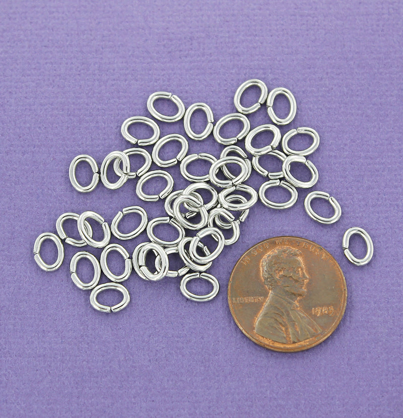Anneaux ovales en acier inoxydable 6,5 mm x 5 mm x 1,2 mm - Calibre 16 ouvert - 50 anneaux - SS052