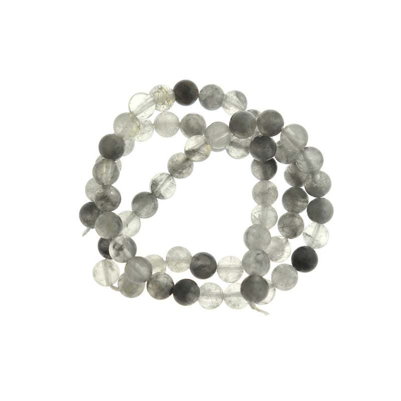 Round Natural Quartz Beads 6mm - Cloudy Grey - 1 Strand 63 Beads - BD1745