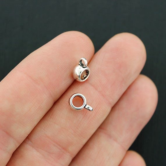 Perles de bélière rondes plates 9 mm x 6 mm - ton argent - 15 perles - SC293