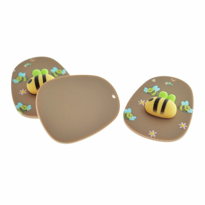 2 Bumble Bee Acrylic Charms - K597