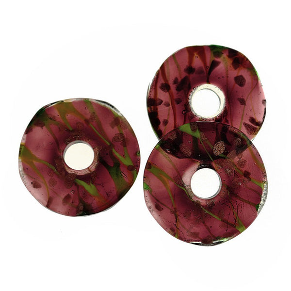 Pendentif anneau en verre violet 2 faces - Z1676