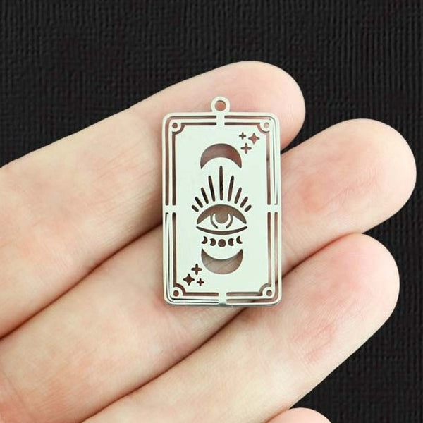 2 Tarot Card Stainless Steel Charms 2 Sided - SSP514