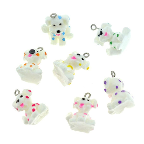 12 Dog Acrylic Charms Assorted Colors - K029
