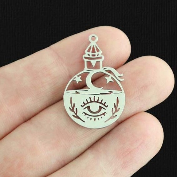 2 Potion Bottle Stainless Steel Charms 2 Sided - SSP513