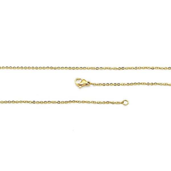 Gold Stainless Steel Cable Chain Necklaces 17" - 1mm - 10 Necklaces - N741