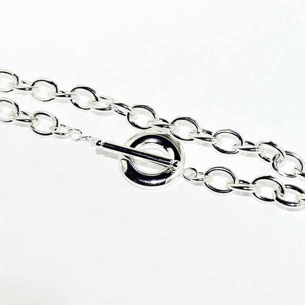 Collier chaîne câble argenté 18" - 5mm - 1 collier - N152