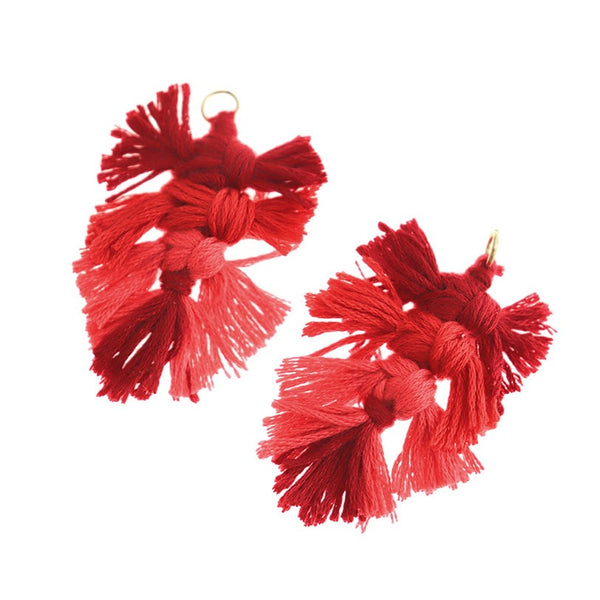 Pompon Feuille Polyester 60mm - Ombre Rouge - 2 Pièces - TSP039
