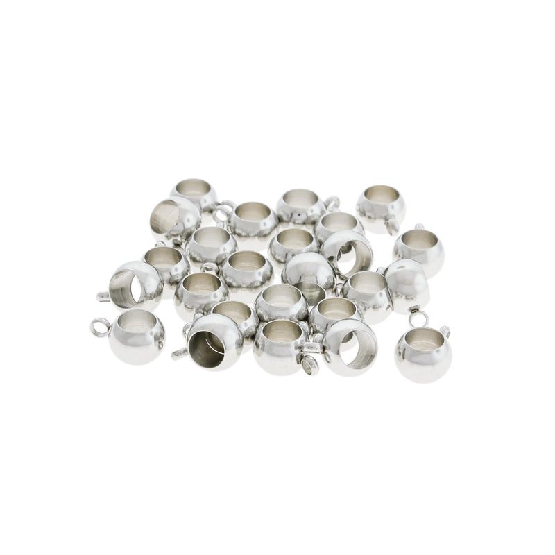 Perles de bélière en acier inoxydable 11 mm x 8 mm - ton argent - 4 perles - FD1040