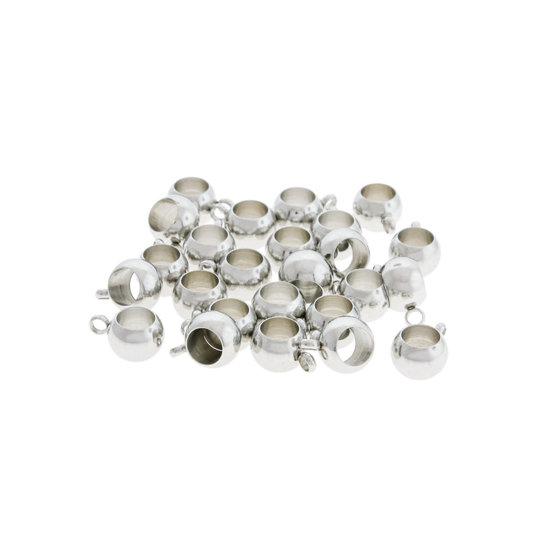 Stainless Steel Bail Beads 11mm x 8mm - Silver Tone - 4 Beads - FD1040