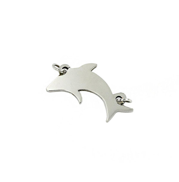 Dolphin Connector Silver Tone Stainless Steel Charms 2 Sided -  FD548