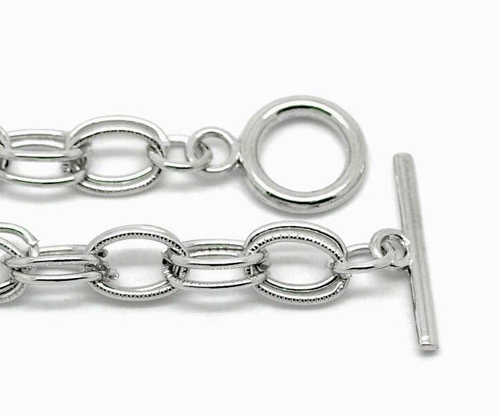 Silver Tone Cable Chain Bracelet 7.87" - 6mm - 1 Bracelet - N026
