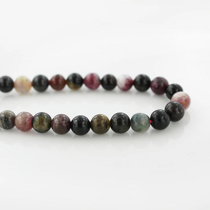 Round Natural Tourmaline Beads 6mm - Marbled Earth Tones - 20 Beads - BD702