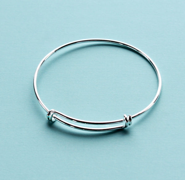 Silver Tone Adjustable Bangle - 65mm - 5 Bangles - N124