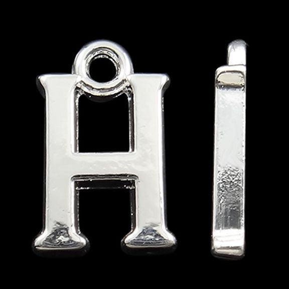 4 Letter H Alphabet Silver Tone Charms - SC2343
