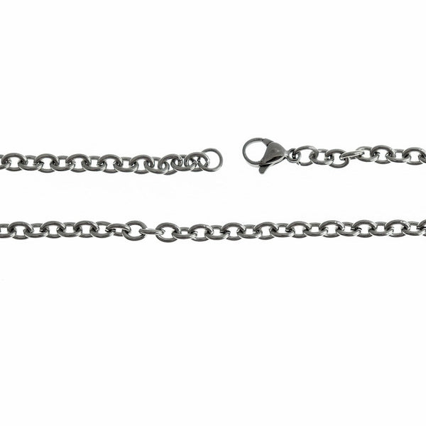 Stainless Steel Cable Chain Necklace 23" - 4mm - 1 Necklace - N373