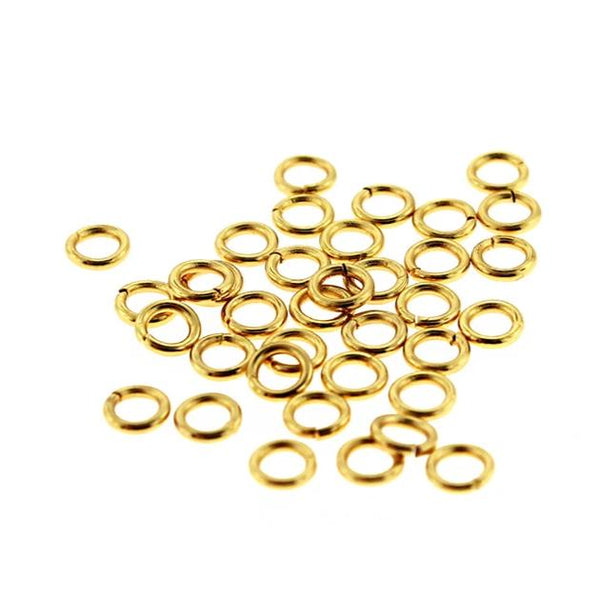 Gold Stainless Steel Jump Rings 4mm x 0.8mm - Open 20 Gauge - 50 Rings - SS069