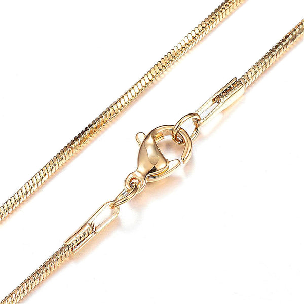 Gold Stainless Steel Snake Chain Necklaces 18" - 1mm - 10 Necklaces - N440