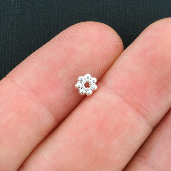 Perles intercalaires marguerite 5 mm - ton argent - 250 perles - SC2986