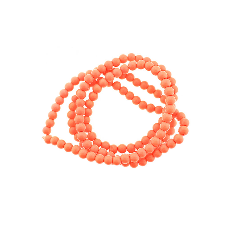 Round Glass Beads 6mm - Coral - 1 Strand 145 Beads - BD2284