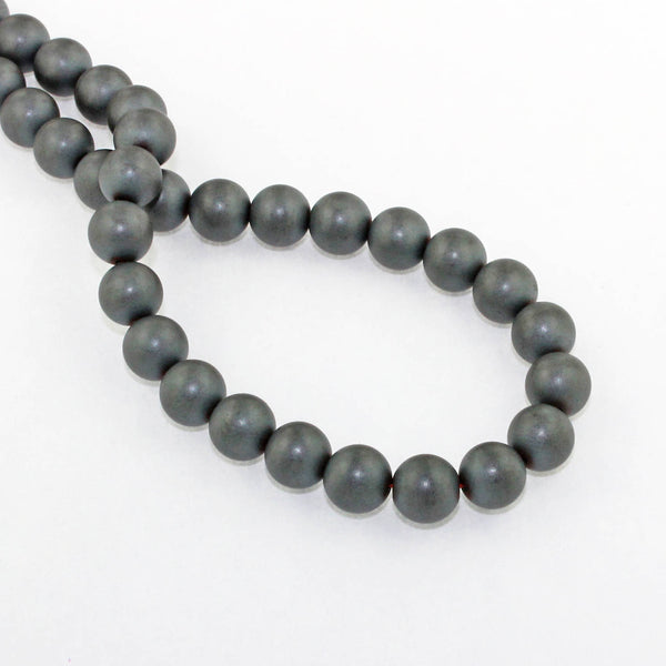 Round Hematite Beads 8mm - Frosted Charcoal Grey - 1 Strand 50 Beads - BD1111