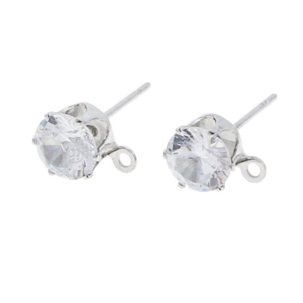 Boucles d'oreilles en acier inoxydable - Cubic Zirconia Studs - 15,5 mm x 8 mm - 2 pièces 1 paire - ER165