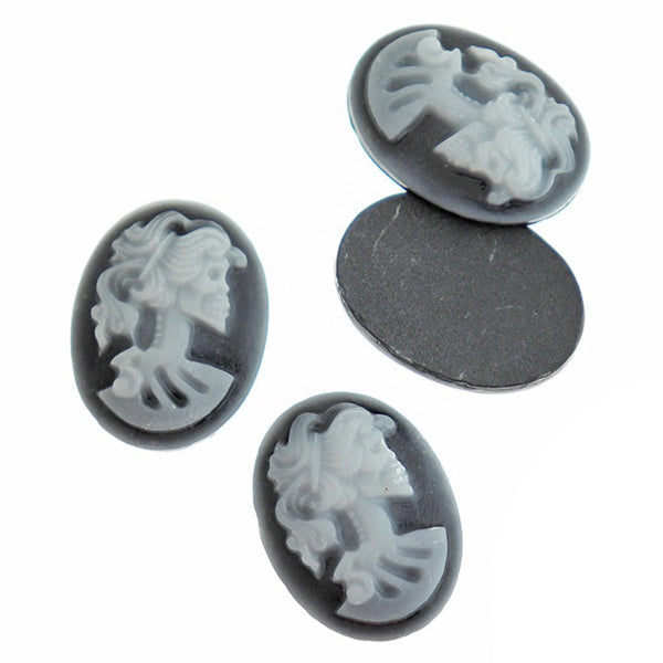 4 Female Skeleton Resin Cameo Cabochon Domes 24mm - K128