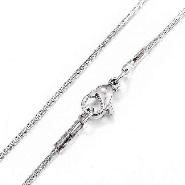Stainless Steel Snake Chain Necklace 17.3" - 1mm - 5 Necklaces - N437