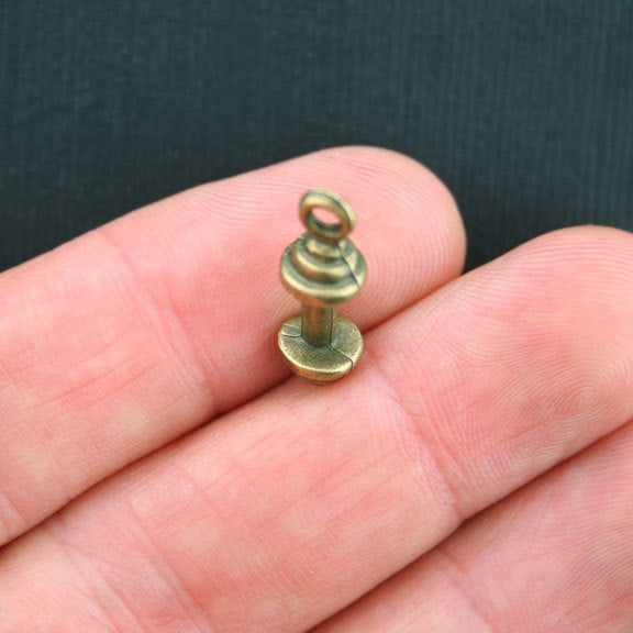 10 Barbell Antique Bronze Tone Charms 3D - BC1060