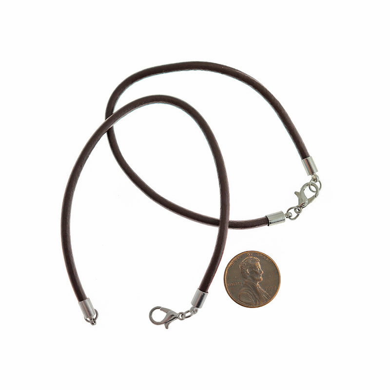 Brown Imitation Leather Bracelet 7" - 4mm - 5 Bracelets - N306