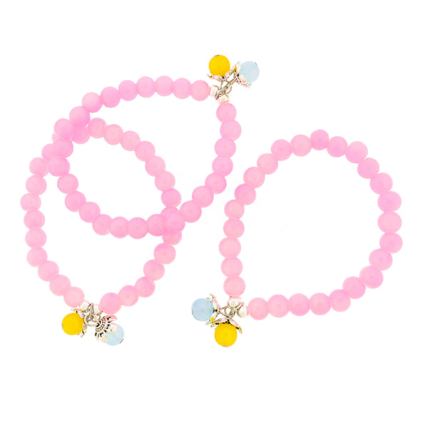 Bracelets en Perles d'Imitation Jade - 50mm - Rose Bébé - 5 Bracelets - BB154