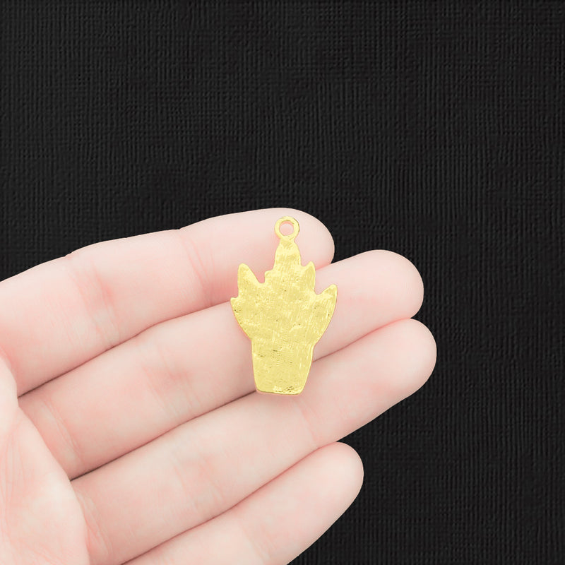 4 Plant Gold Tone Enamel Charms - E556