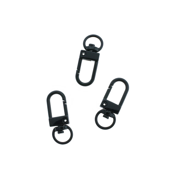 Black Enamel Swivel Lobster Clasps 34mm x 12mm - 20 Clasps - FD1022