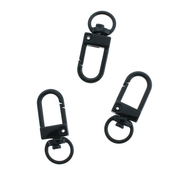 Black Enamel Swivel Lobster Clasps 34mm x 12mm - 4 Clasps - FD1022