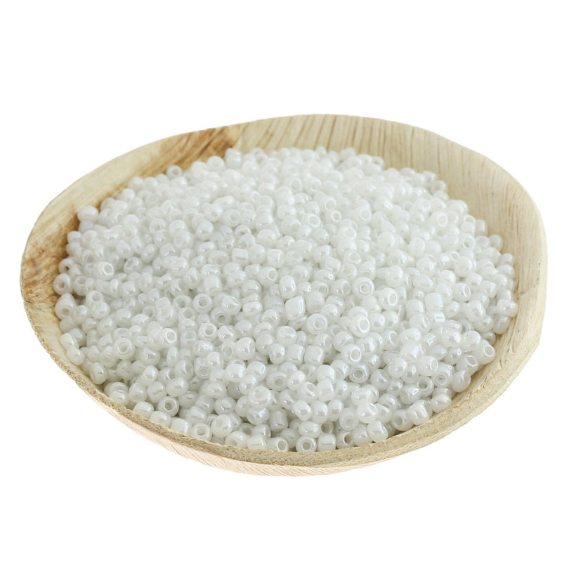 Seed Glass Beads 8/0 3mm - Polished White - 50g 1100 Beads - BD1204