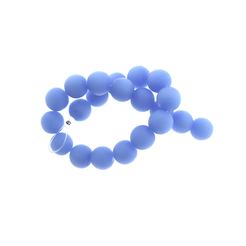 Round Cultured Sea Glass Beads 10mm - Periwinkle - 1 Strand 19 Beads - U193