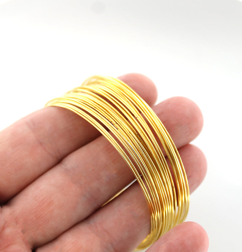 Bulk Gold Tone Beading Wire 60mm ID - 0.6mm - 200 Pieces - Z979