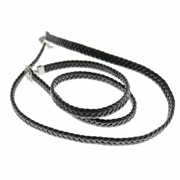 Black Polyester Cord Necklace 16.1" Plus Extender - 3mm - 1 Necklace - N510