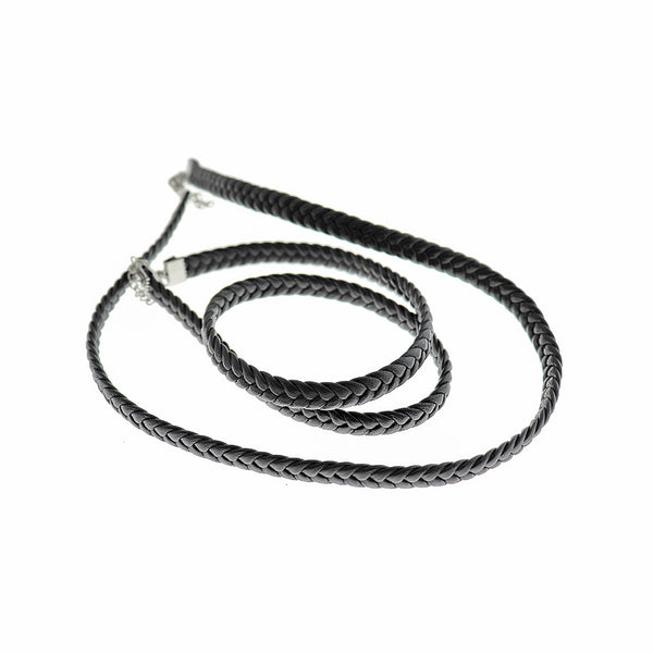 Black Polyester Cord Necklaces 16.1" Plus Extender - 3mm - 5 Necklaces - N510