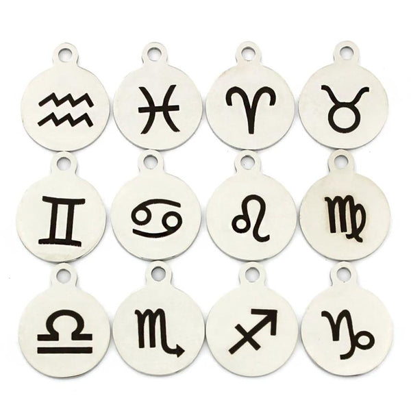 Zodiac Charms Collection Acier Inoxydable Petite Taille 12 Charms Différents COL359