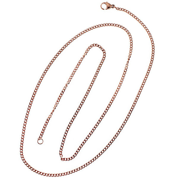 Rose Gold Stainless Steel Curb Chain Necklace 24"- 1.5mm - 1 Necklace - N568