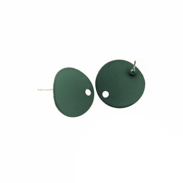 Boucles d'oreilles rondes incurvées vertes - Bases de clous - 20 mm - 2 pièces 1 paire - FD857
