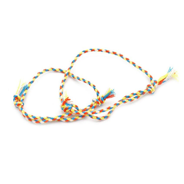 Braided Cotton Bracelets 9" - 1.2mm - Bright Orange and Blue - 2 Bracelets - N722
